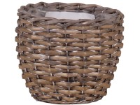Obal na kvetináč z vŕbového prútia s PE sáčkom sivý 14 x 12 cm