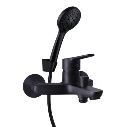 Rubineta Nástenná vaňová batéria Uno-10/K s príslušenstvom, 150 mm, čierna