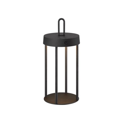Just Light. Nabíjacia stolná LED lampa Anselm IP44 čierna pr. 12,8 x 28,4 cm