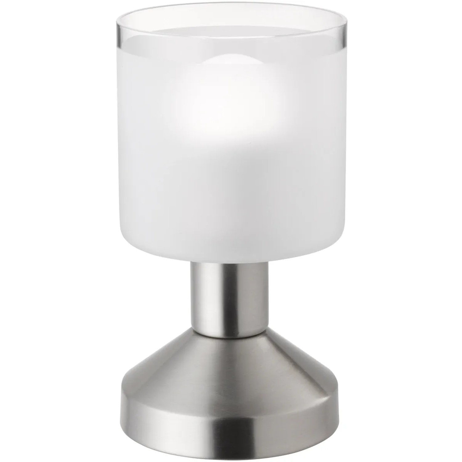 E-shop Reality Stolná lampa Gral, kov/sklo, matný nikel, pr. 9 x 16,5 cm