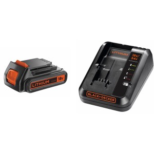 Black+Decker štartovacia súprava: rýchlonabíjačka a 18V batéria pre elektrické náradie.