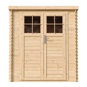 Drevený záhradný domček Timbela M309F, 3,53 m², s dvojkrídlovými dverami a oknami.