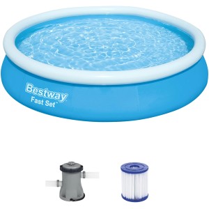 Bestway Fast Set Pool, Ø 366 cm, modrý, s filtračným čerpadlom a filtračnou vložkou.