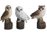 Dekoratívna figúrka Sova na pni, rôzne druhy, 1 ks, 15 cm