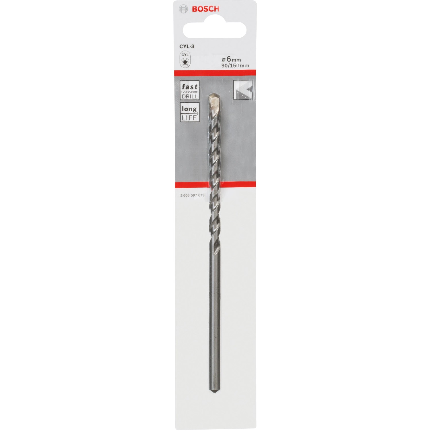 E-shop Bosch Špirálový vrták do betónu CYL-3 Silver Percussion, 6 x 90 x 150 mm