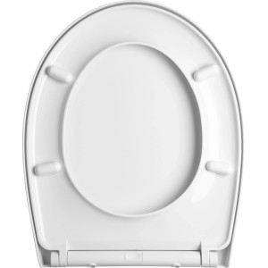Lesklá biela WC doska baliv Filton z polyresinu s tlmeným zatváraním, pohľad zhora. Pre kúpeľňu.