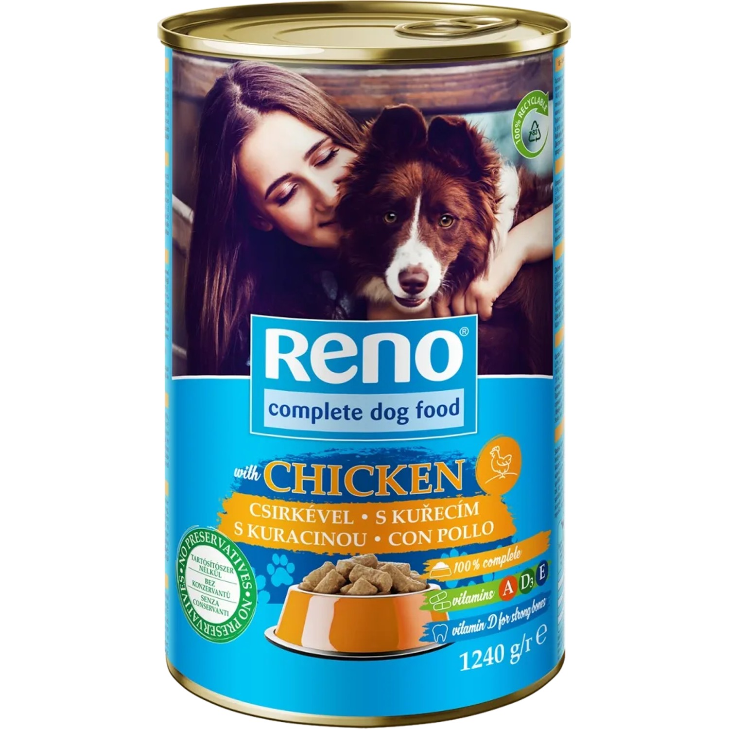 E-shop Reno Konzerva pre psov hydinové kúsky v omáčke, 1240 g