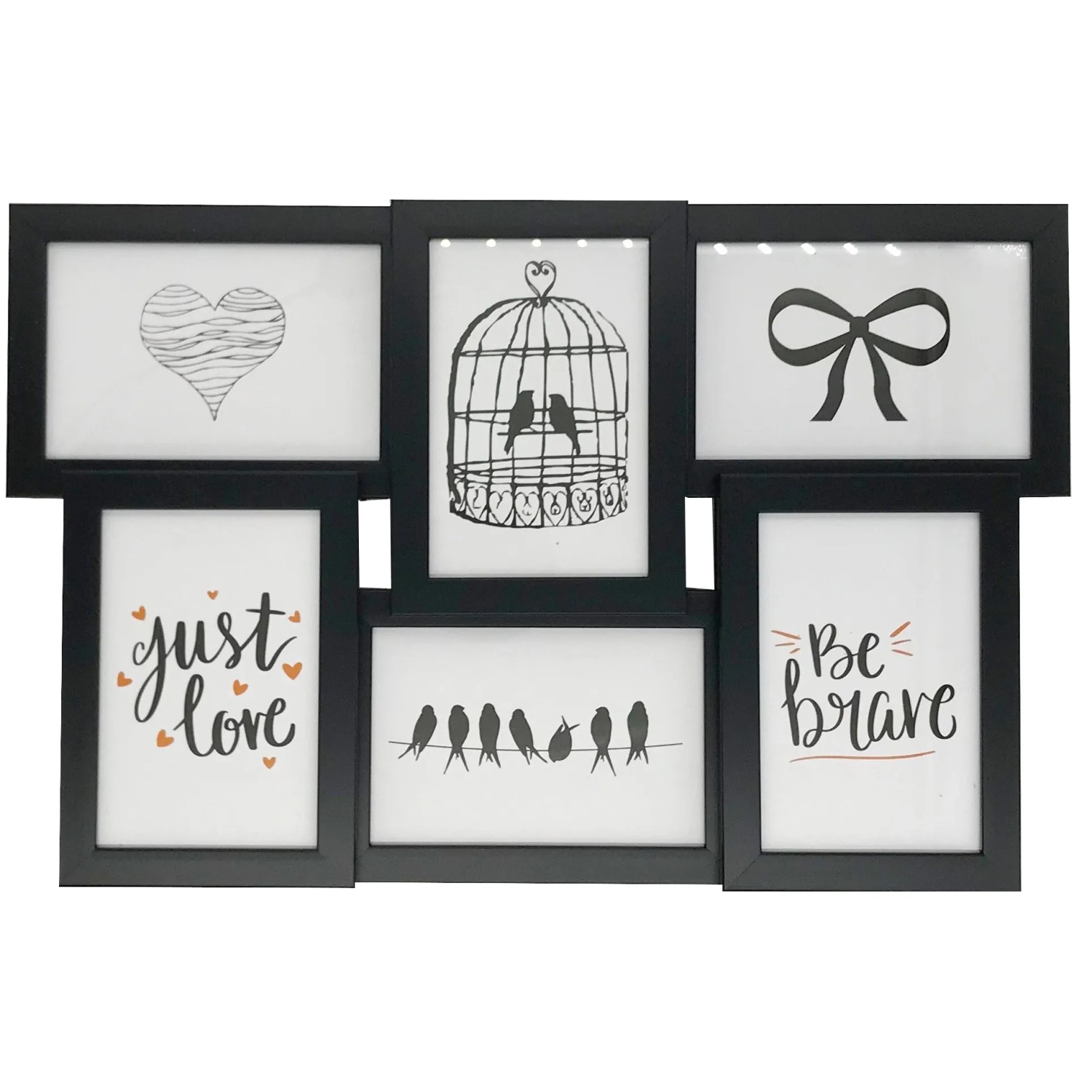 E-shop Bondecor Multirám pre 6 fotiek, čierny 45 x 28 cm