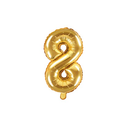 DITIPO Balón fóliový číslo "8", 35 cm, zlatý
