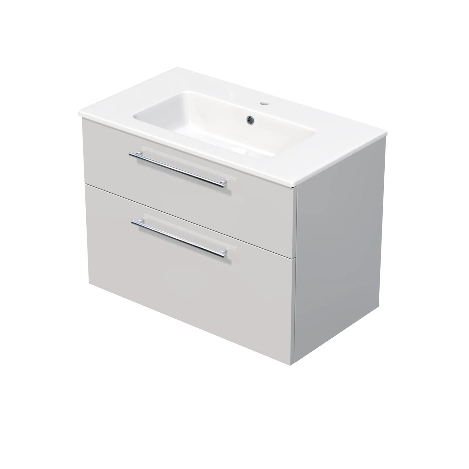 E-shop INTEDOOR Kúpeľ.skriňa+umývadlo BEE, úchyt chróm, 2 zás., š. 81 cm, biela lesk