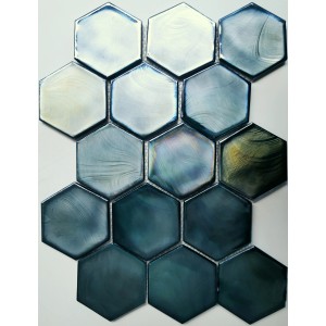 Zelená keramická mozaika Cadiz Hexagon, 26x29,9 cm, na obklady stien.