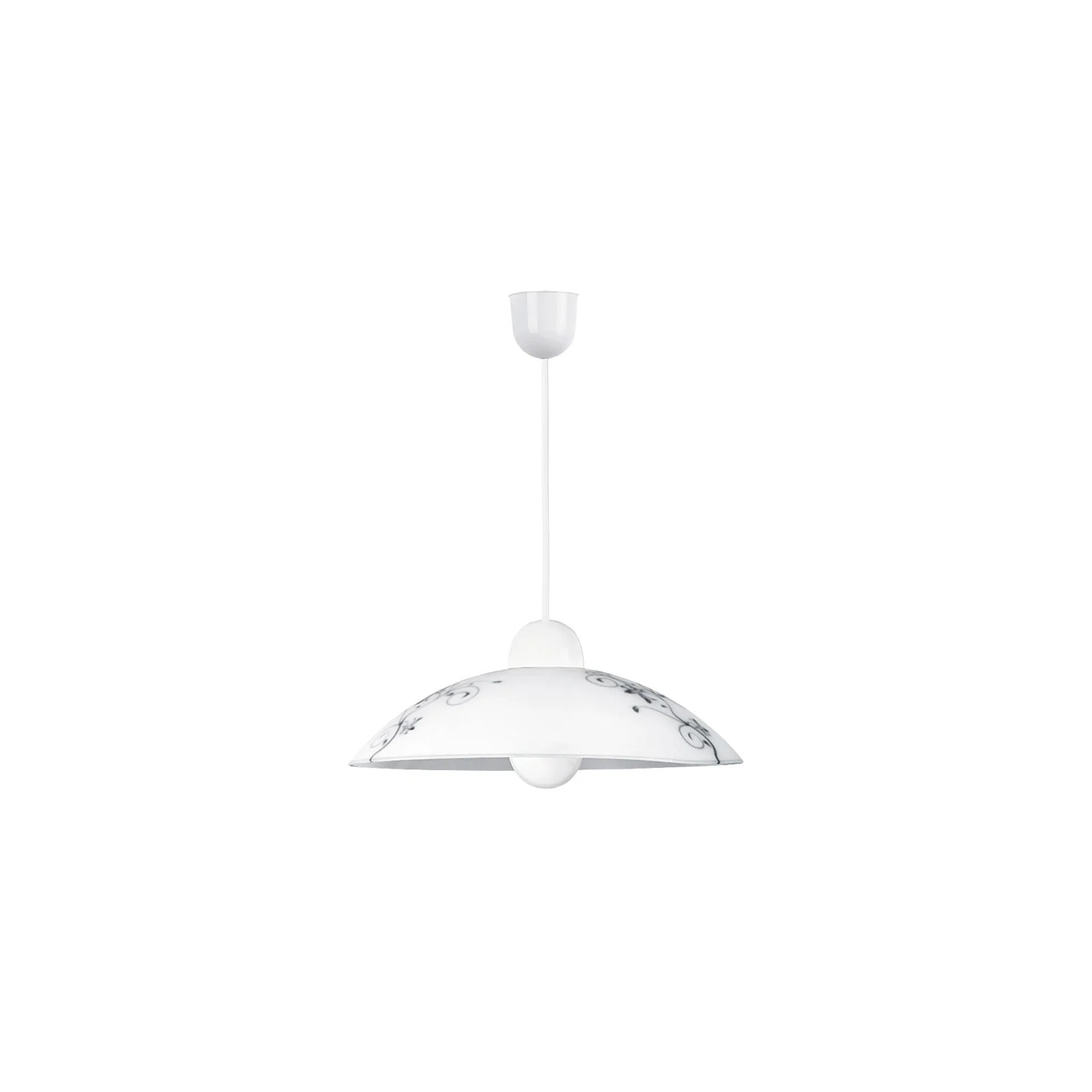 E-shop Rabalux Závesné svietidlo Bloomy, biela/čierne ornamenty, pr. 30 x 90 cm