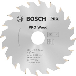 Pílový kotúč Bosch Standard for Wood, strieborný, s tvrdokovovými zubami pre akumulátorové píly. Na drevo.