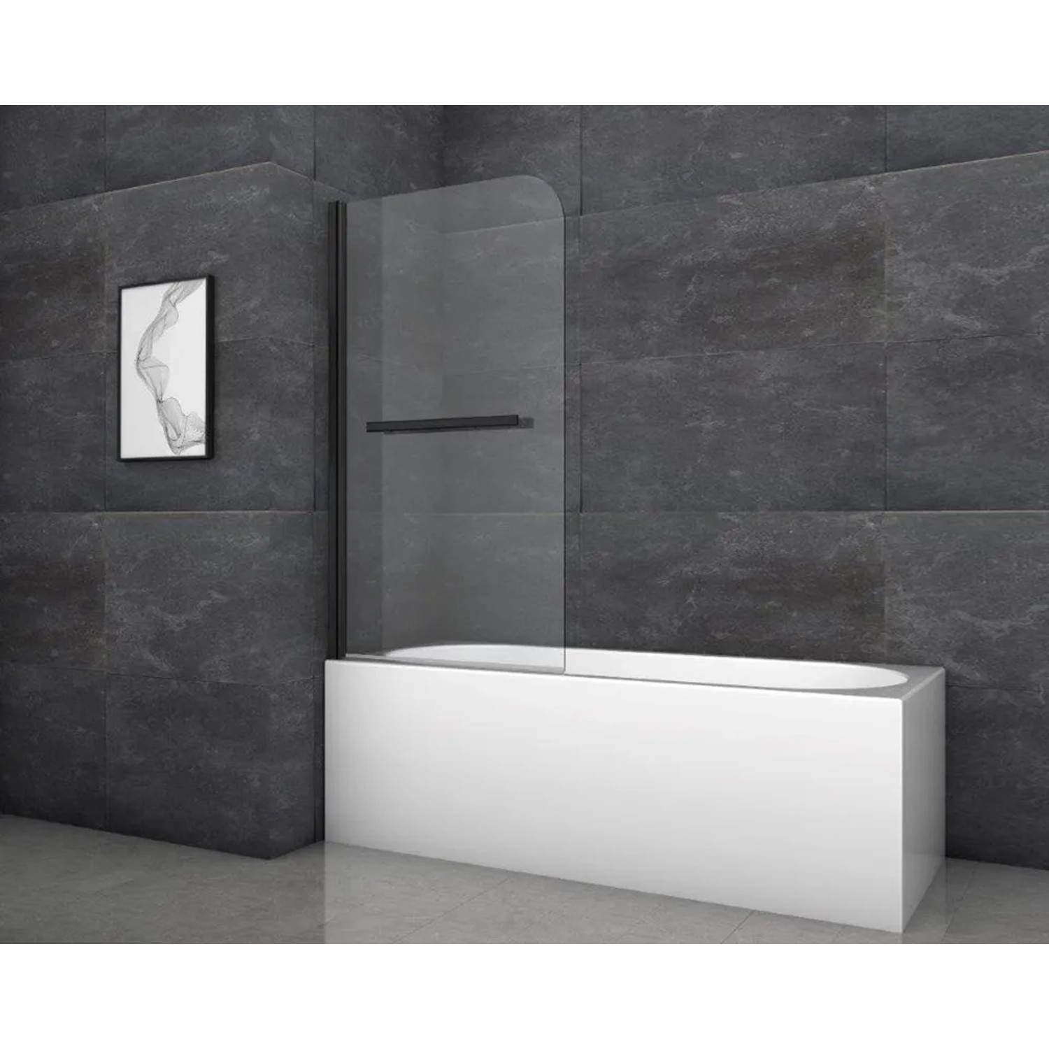 E-shop Aurlane Skladacia vaňová zástena Black Comfort 1 čierna matná 80 cm x 140 cm 1-k