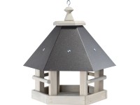 Vtáčie krmítko, borovicové drevo/kov, sivá/sivá, 33 x 29 x 35 cm