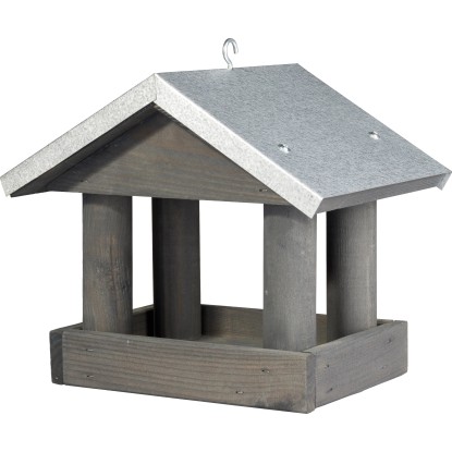 Vtáčie krmítko, borovicové drevo/zinok, čierna, 26 x 26 x 24 cm