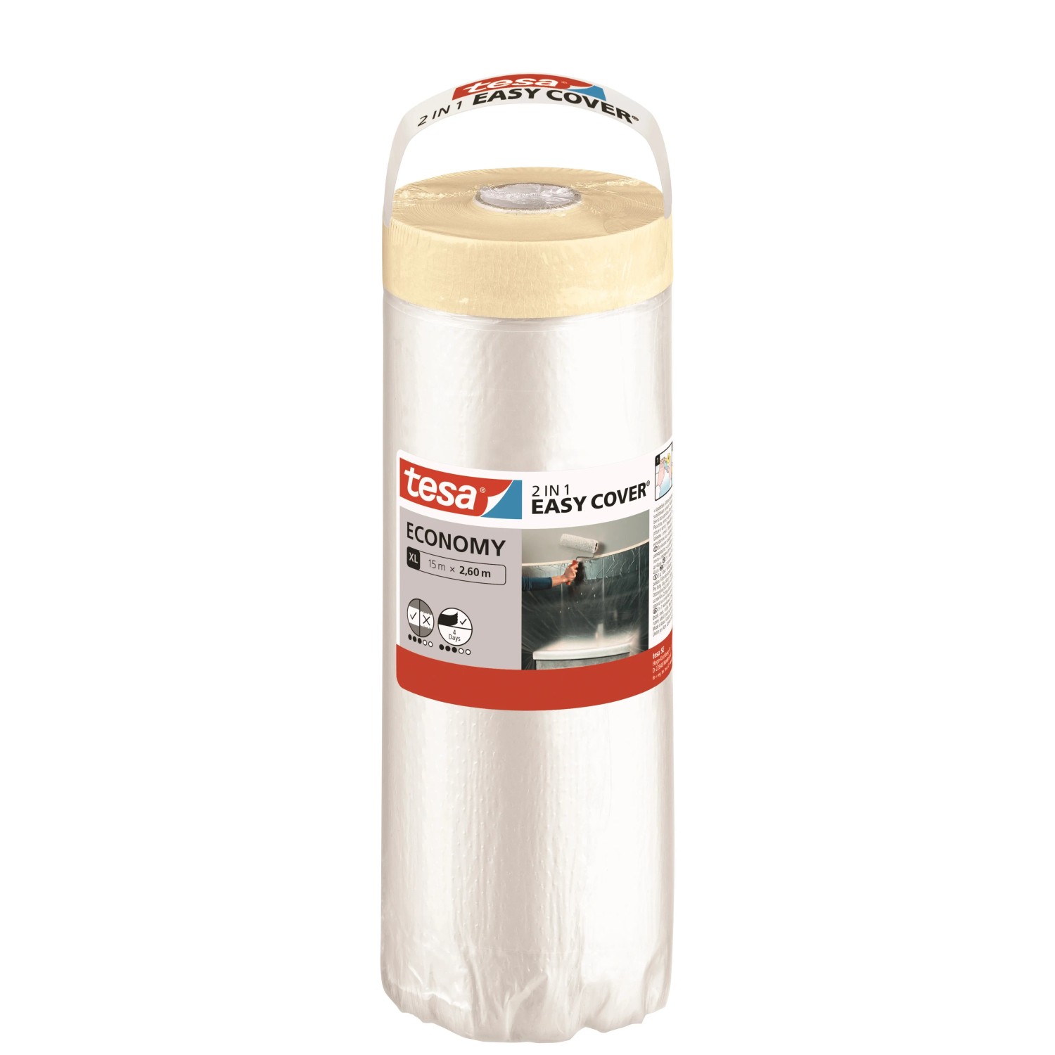 E-shop tesa Zakrývacia fólia s maliarskou páskou Easy Cover Economy, 15 m x 260 cm