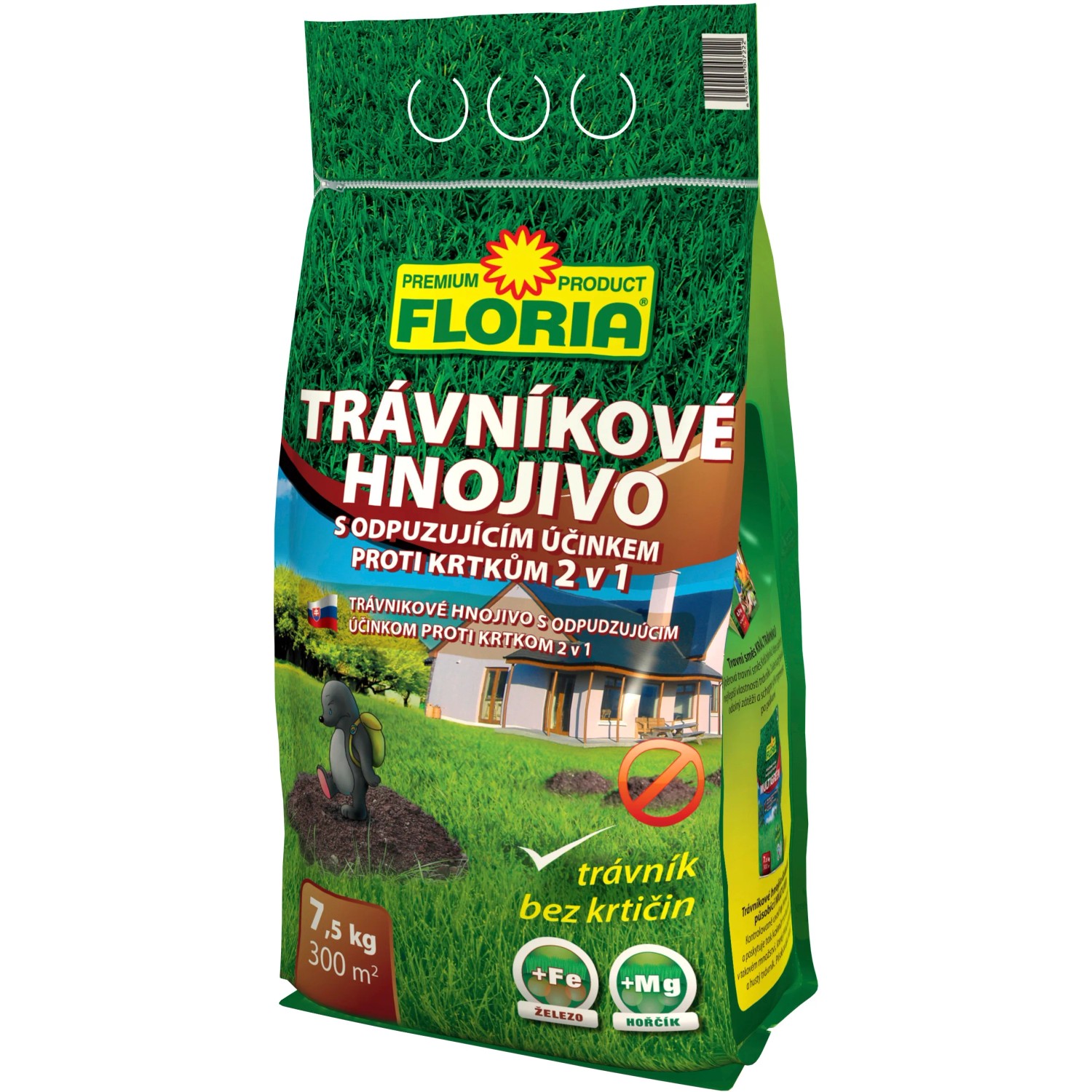E-shop FLORIA PREMIUM Trávnikové hnojivo s odpudzujúcim účinkom proti krtkom 2v1, 7,5kg