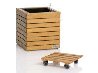 Lechuza Pojazdný podstavec pod kvetináč Natural Wood Palo 28 x 28 x 7 cm