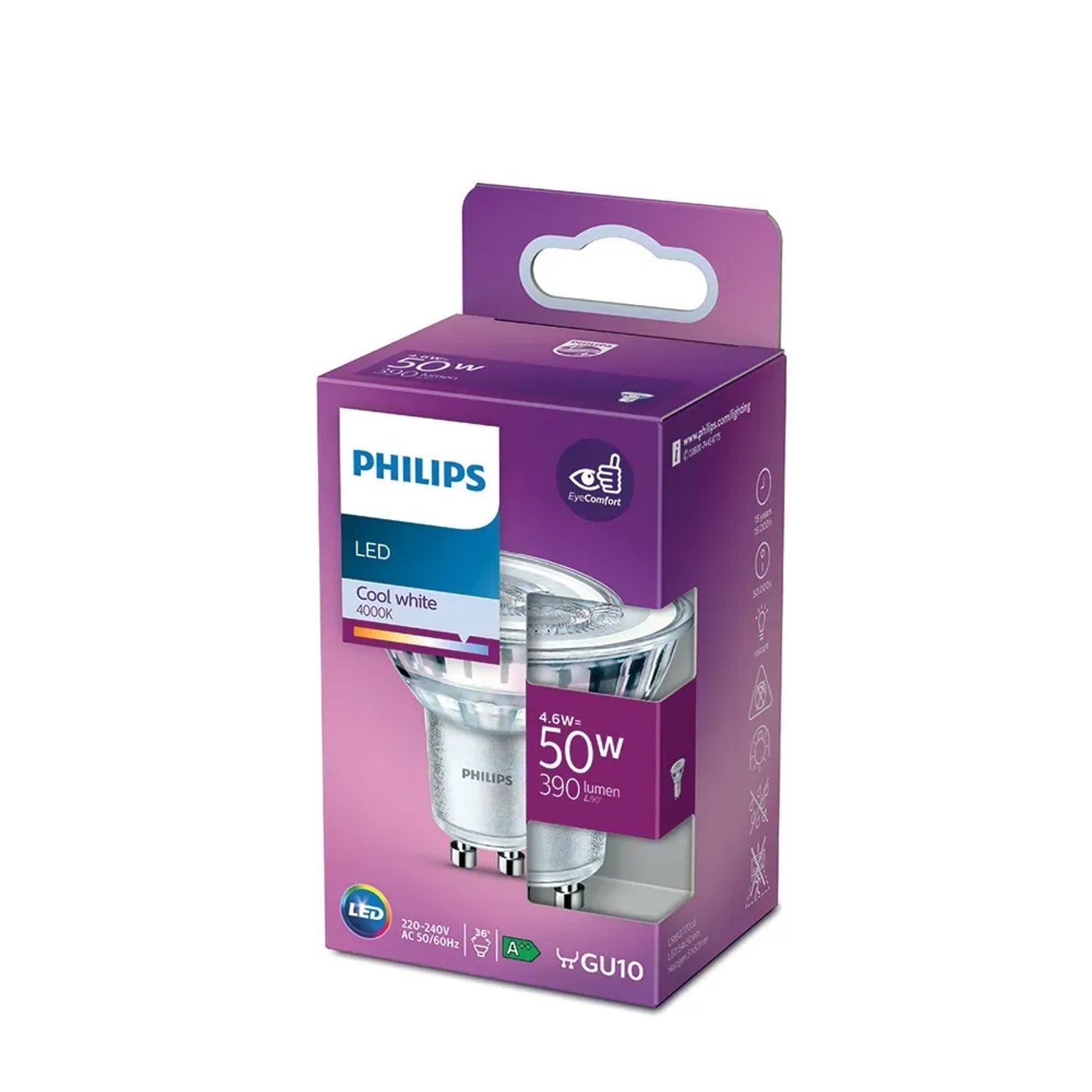 E-shop Philips Classic LED žiarovka GU10, 3,5 W, 255 lm, 4000 K