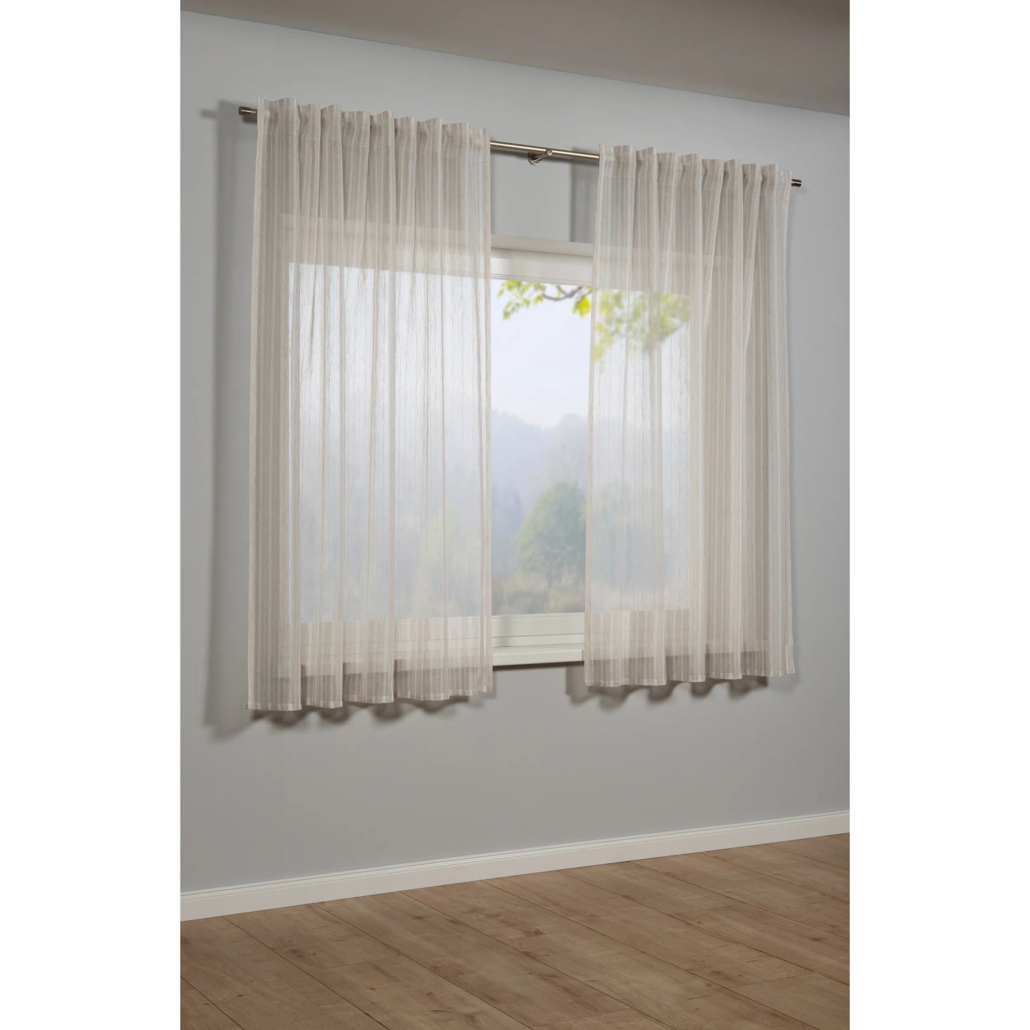 E-shop Sehlbach Záclona so skrytými pútkami, voálový efekt, béžový 175 x 140 cm