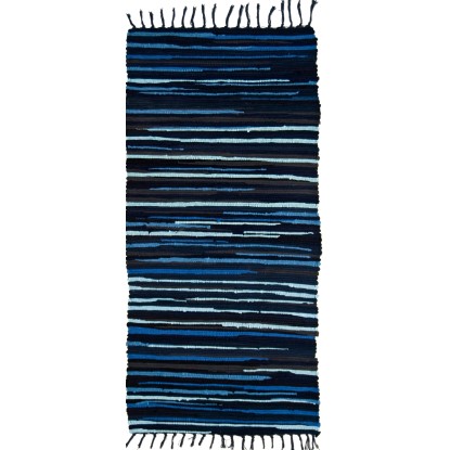 Ručne tkaný koberec Alabama, džínsovo modrá, 60 x 120 cm