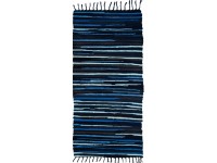 Ručne tkaný koberec Alabama, džínsovo modrá, 60 x 120 cm