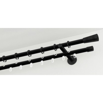 Gardinia Chicago Cylinder koncovky, Ø 20 mm, matná čierna, balenie 2 ks pre sady záclonových tyčí.