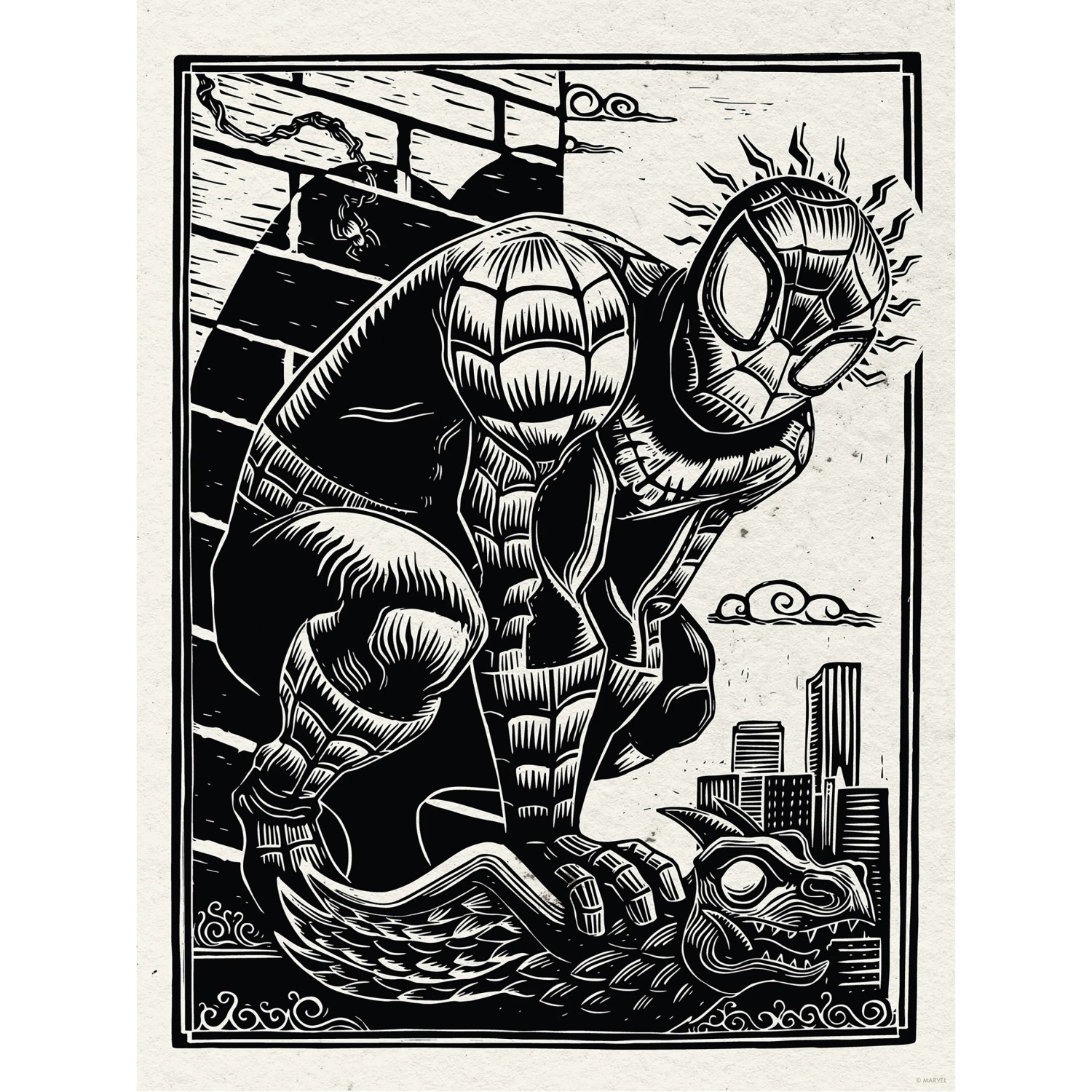 E-shop Komar Plagát Marvel Spider Man Lino-Cut 30 x 40 cm