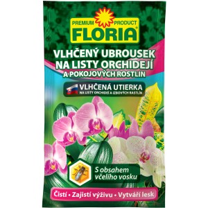 Floria vlhčené obrúsky pre orchidey a izbové rastliny na ošetrovanie listov.