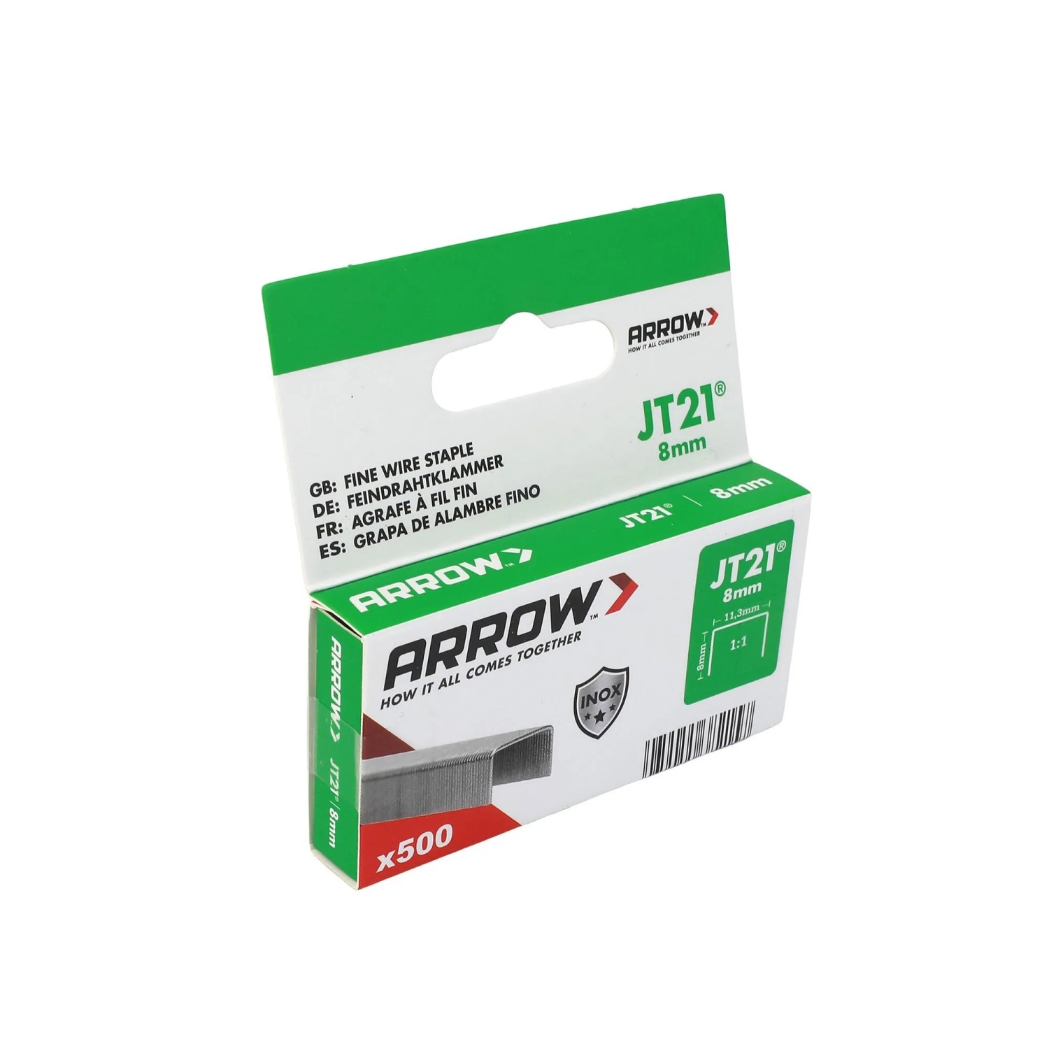 E-shop Arrow Drôtené sponky do sponkovačky JT21 V2A, dĺžka 8 mm, 500 ks