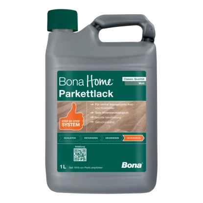 Bona Home Classic matný lak na parkety, 1-litrové balenie pre drevené a korkové podlahy.