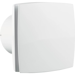 Biely kúpeľňový ventilátor Ø 100 s snímačom vlhkosti a dobehom.