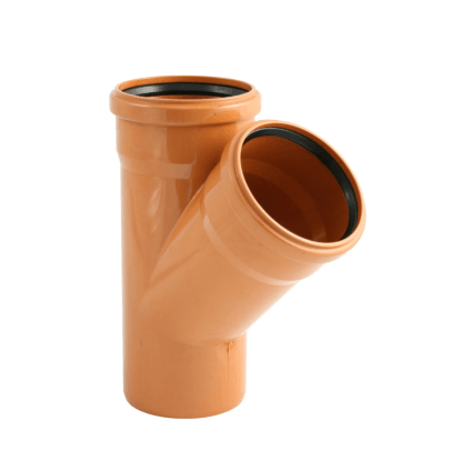 Marley odbočka ku kanalizačnej rúre DN 110/110, 45 stupňov, oranžová.