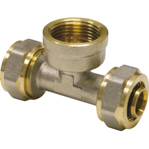 PIPETEC skrutkovací T-kus 20 mm, mosadzná tvarovka s vnútorným závitom pre inštaláciu vody a kúrenia.