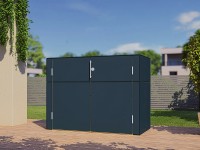 Bertilo Drevená záhradná skriňa HPL Sideboard, antracitová, 155 x 75 x 116 cm