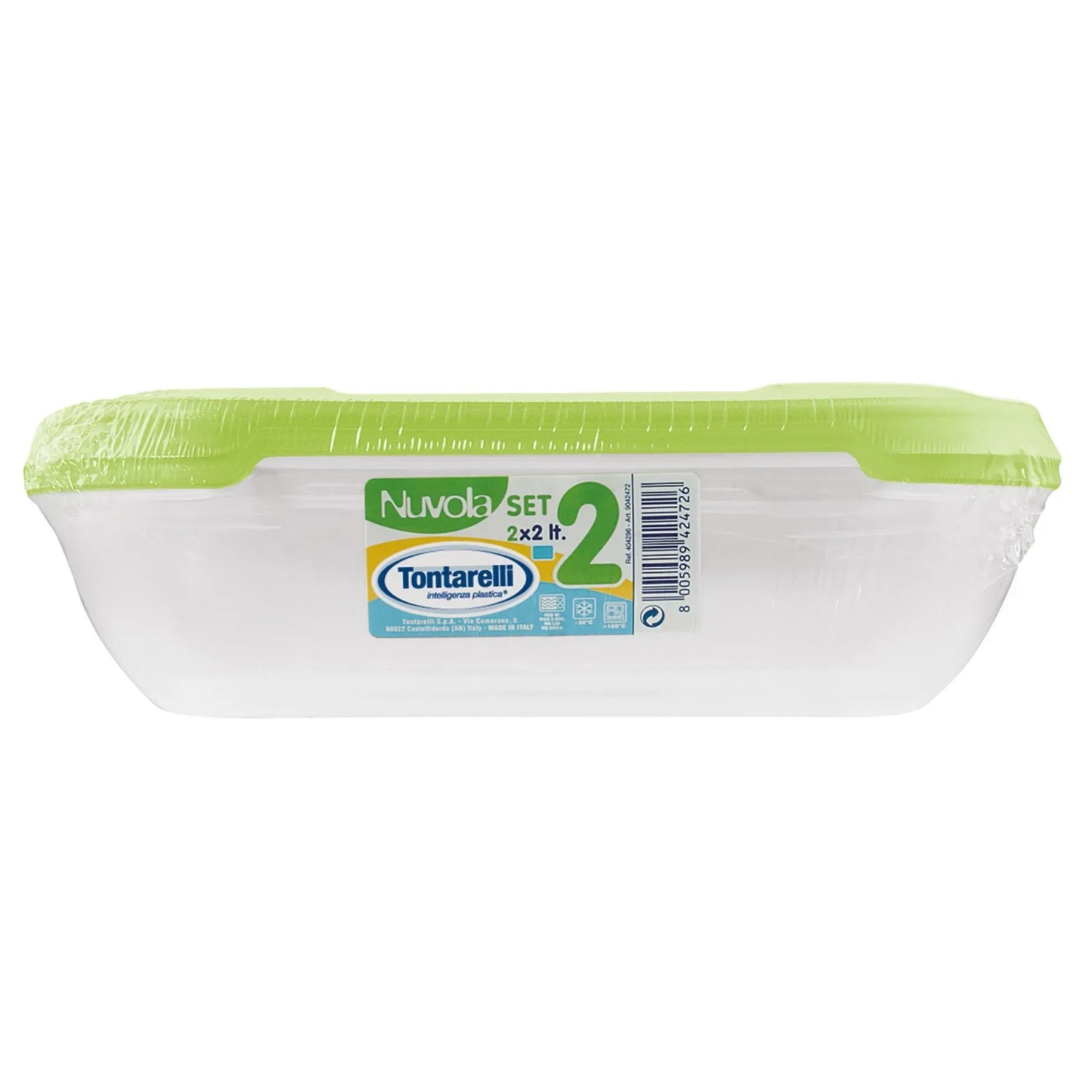 E-shop Tontarelli Dóza na potraviny NUVOLA Rectangular Set limetková zelená 2x2 l