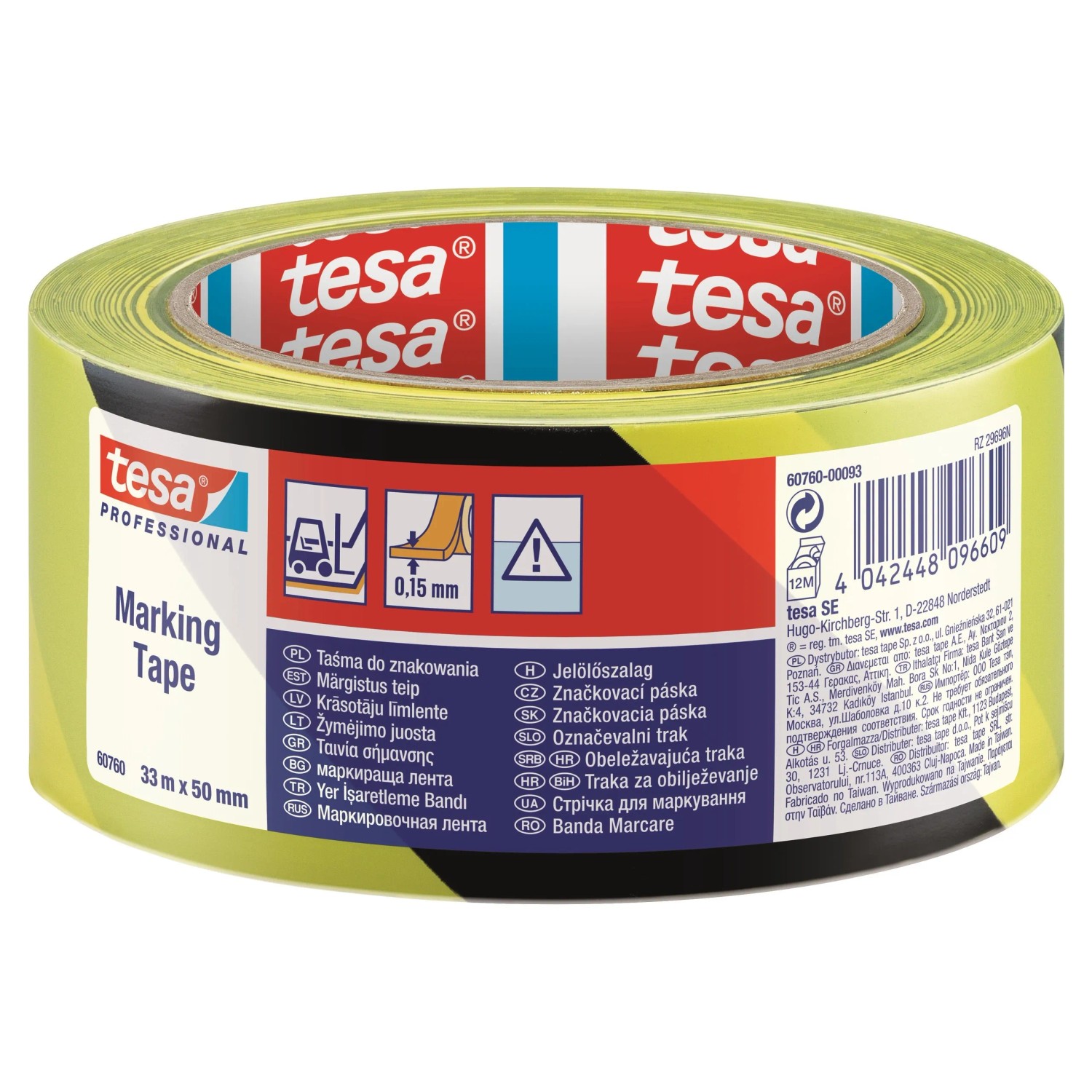 E-shop tesa Vyznačovacia lepiaca PVC páska Professional 60760, žltočierna, 33 m x 50 mm