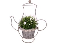 Aranžmán zvonček v košíku v tvare kávovej kanvičky