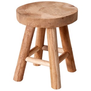 Okrúhla stolička z teakového dreva, prírodná farba, Ø 15 cm, výška 17,5 cm.