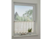 Sehlbach Vitrážová záclona so skrytými pútkami, srdce, prírodná, 135 x 48 cm