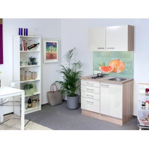 Flex-Well Minikuchynka Orlando, 100 cm, kašmír/dub Sonoma, s varnou doskou a drezom.
