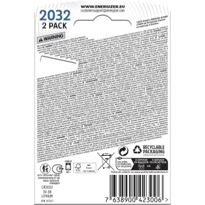Energizer CR2032 Ultimate Lithium gombíková batéria, 2 kusy. Dlhotrvajúce batérie pre elektroniku.