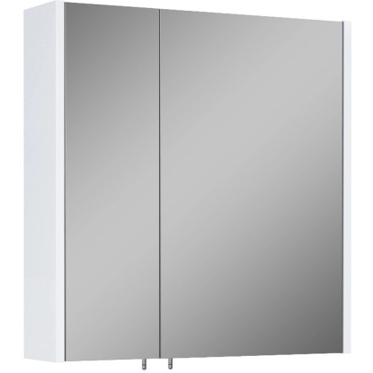 Maximus Zrkadlová skrinka Madrid, 2 dvierka, biela + strieborné úchytky, 60 cm