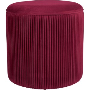 Bordový taburet Blush Bordeaux z MDF so zamatovým vzhľadom, Ø 40 cm.