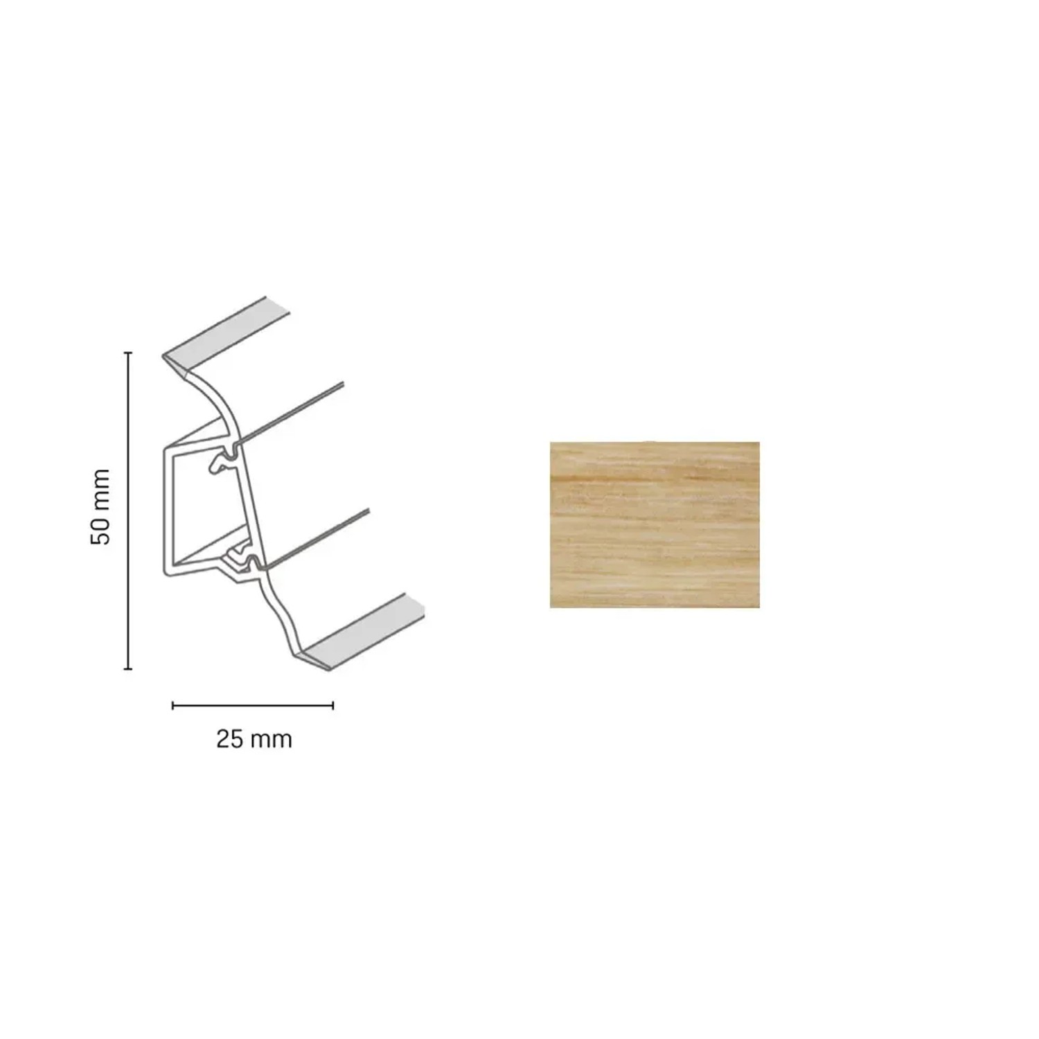 E-shop Döllken Profiles Lišta SLK 50 2142 jaseň sibírsky 50 x 25 x 2500 mm
