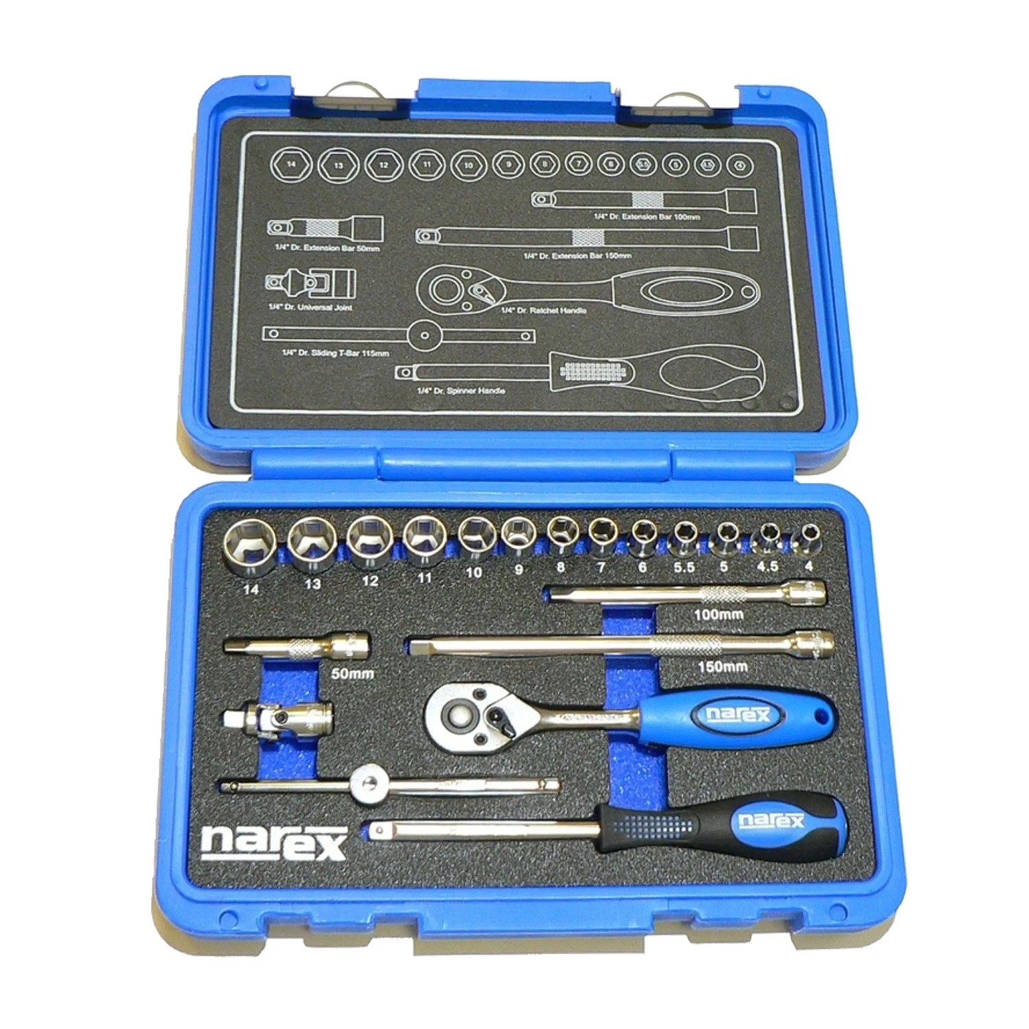 E-shop Narex 20-dielna súprava hlavíc a ovládačov 1/4"