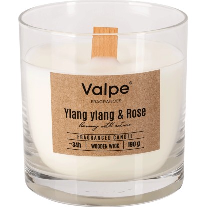 Valpe Sviečka s dreveným knôtom Ylang Ylang & Rose, pr. 8,2 cm