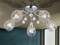 GLOBO Stropné svietidlo KORDULA, 5x E14, chróm, pr. 54 x 22 cm