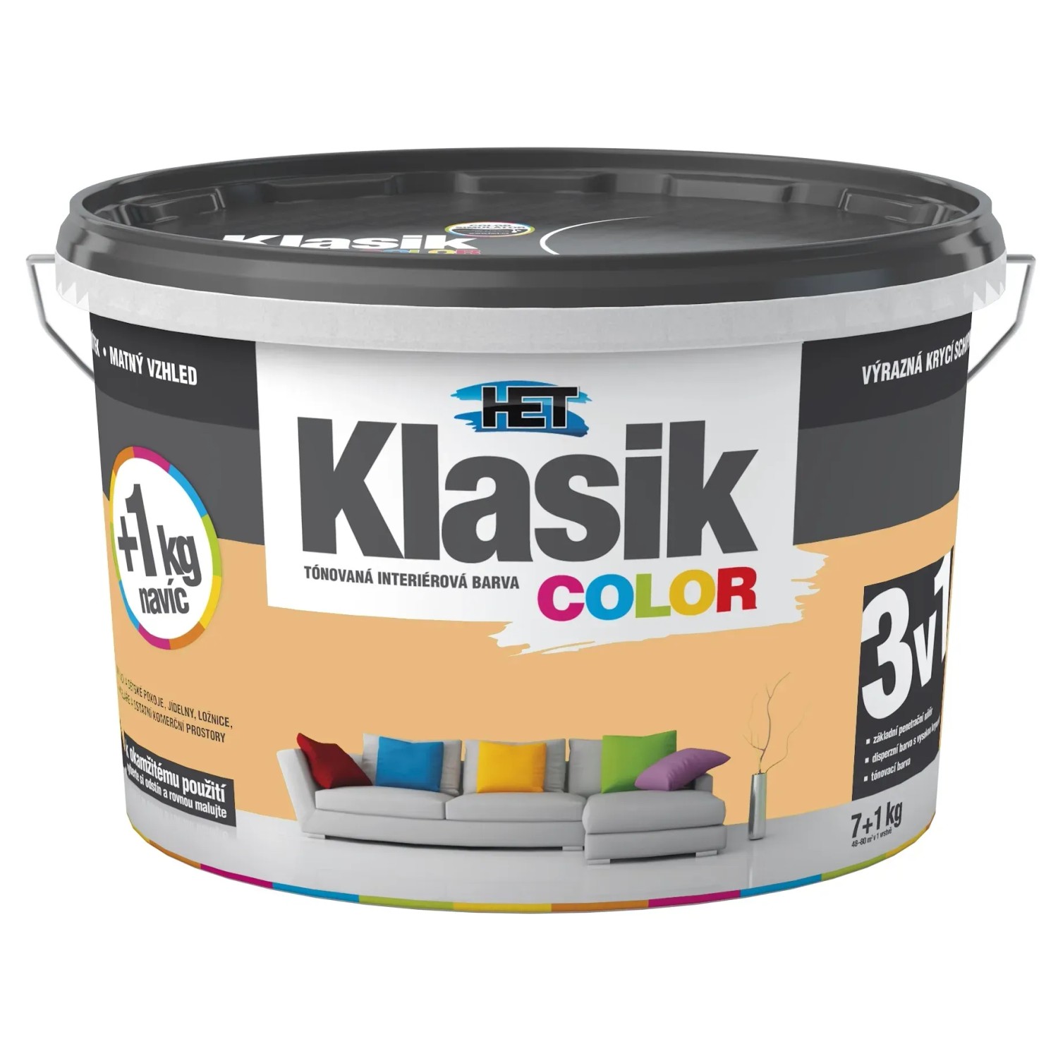 E-shop HET Klasik COLOR Tónovaná interiérová farba KC 0777 marhuľová, 7 + 1 kg